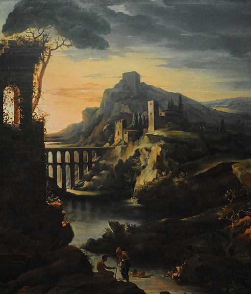 Theodore   Gericault Landscape with an Aquaduct France oil painting art